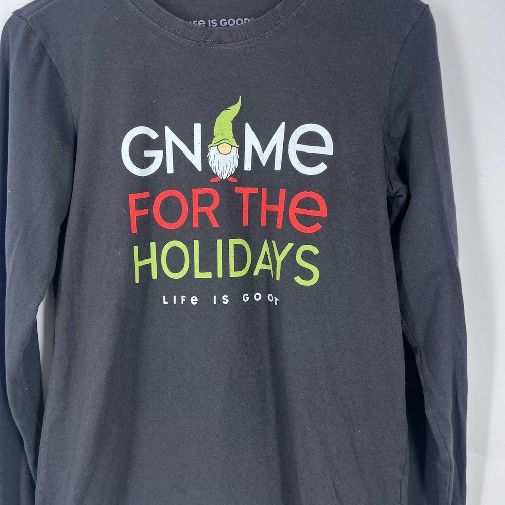 Life is Good Womens Black Gnome for the Holidays Crusher Long Sleeve Tee Small - Picture 5 of 13